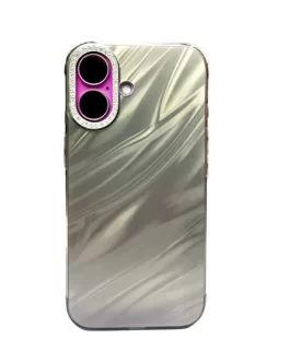 iPhone 16 Plus Hot Diamond Bling Camera Protection Phone Case, Luxury Glossy 3D Laser Cut Water Ripple Mirror Glitter Cute Colorful Shiny Hard Mobile Cover Pack Of 1