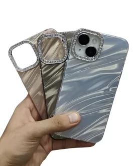 Compatible With iPhone 14 Stylish Case Camera Lens Protection Diamond Bling Silver Luxury Glitter Shockproof Protective Back Case