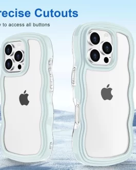 Back Cover Compatible with IPhone 13 Pro Max Curly Wave Frame Clear Case Stylish for Girls and Women