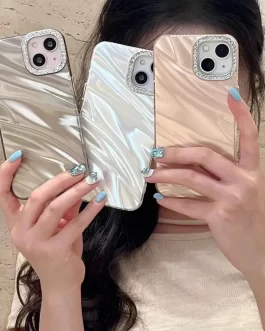 iPhone 13 Hot Diamond Bling Camera Protection Frame Phone Case, Luxury Glossy 3D Laser Cut Mirror Glitter Cute Colorfull Shiny Hard Mobile Cover