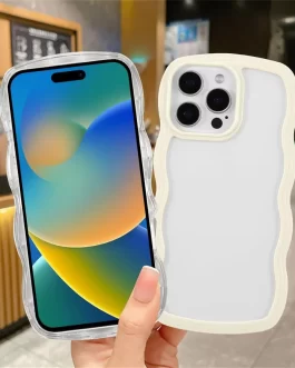 Back Cover for iPhone 16 Pro Max Cute Curly Wave Case, Shock Proof, Grip, Soft TPU & Girls Stylish, Camera Bump Protector