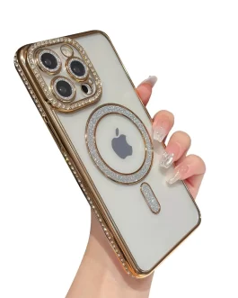 Compatible with iPhone 16 Pro Max Diamond Glitter Case,Luxury Bling Rhinestone Soft Clear TPU Bumper Case (Pack Of 1)