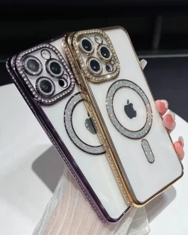 Compatible with iPhone 16 Pro Max Diamond Glitter Case,Luxury Bling Rhinestone Soft Clear TPU Bumper Case (Pack Of 1)