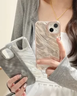 Compatible With iPhone 13 Mini Stylish Case Camera Lens Protection Diamond Bling Silver Luxury Glitter Shockproof Protective Back Case