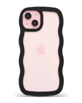 Back Cover Compatible with IPhone 14 Adorable Curly Wave Frame Clear Case for Girls and Women