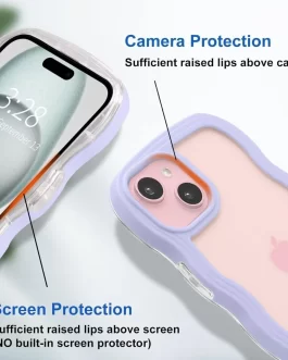 Back Cover Compatible with IPhone 13 Curly Wave Frame Clear Case for Girls and Women