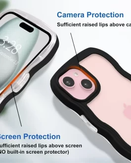 Back Cover Compatible with IPhone 14 Adorable Curly Wave Frame Clear Case for Girls and Women