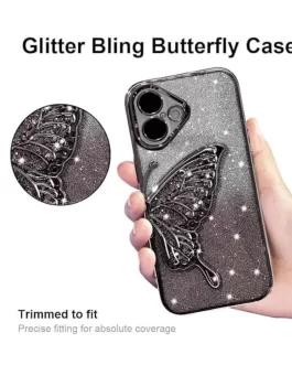 IPhone 16 Plus Cover with Glitter Cute Butterfly Electroplate Plating Design Back Cover