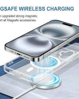 iPhone 16 Magsafe Transparent Case | Shock Proof Design & Camera Protection | Magsafe Wireless Charging Case Sleek Hard Crystal Cover – Clear Back