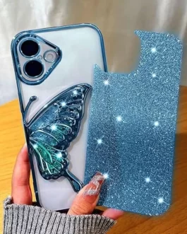 Designed for IPhone 16 Cover with Luxury Glitter Cute Butterfly Plating Design Aesthetic Women Teen Girls Back Cover